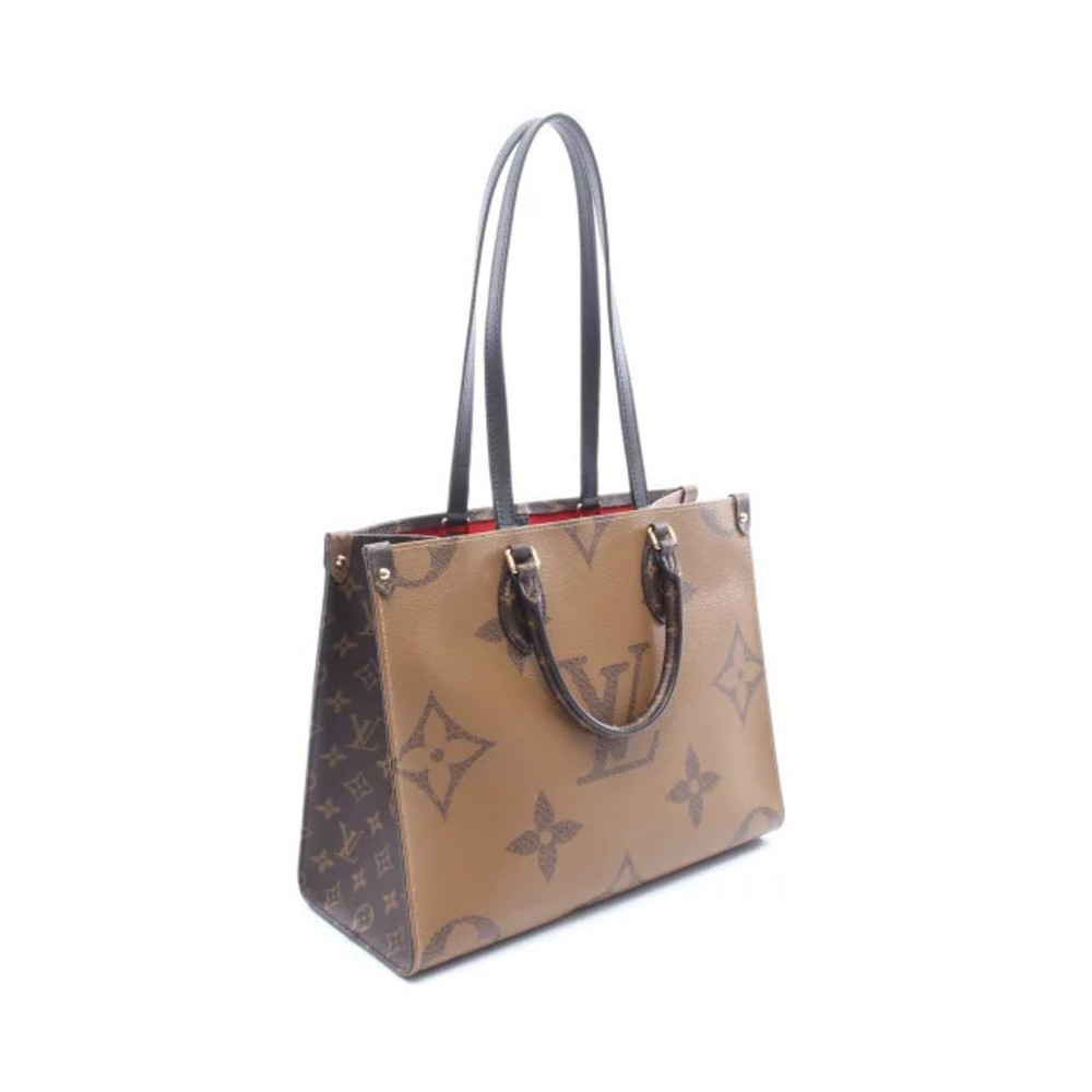 Louis Vuitton OnTheGo Leather Giant Monogram Reverse Brown Bag Canvas Tote
